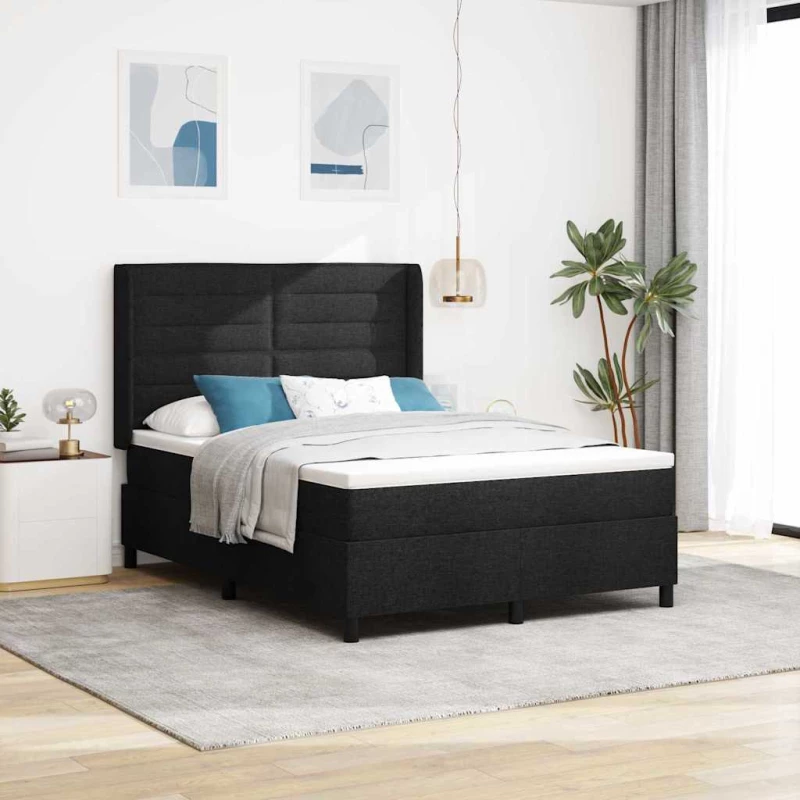 vidaXL Κρεβάτι με Στρώμα Μαύρο 140x200 εκ. Υφασμάτινο