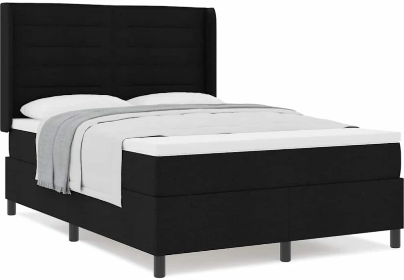 vidaXL Κρεβάτι με Στρώμα Μαύρο 140x200 εκ. Υφασμάτινο