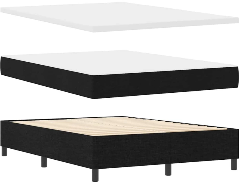vidaXL Κρεβάτι με Στρώμα Μαύρο 140x200 εκ. Υφασμάτινο