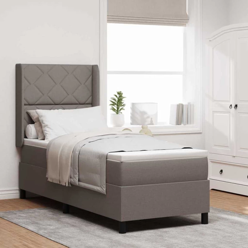 Κρεβάτι Box Spring vidaXL με Στρώμα Ταούπε 90x190 cm Υφάσματος