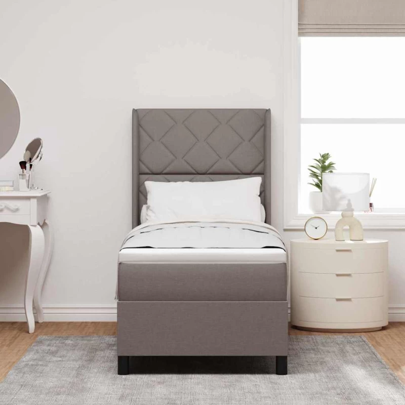 Κρεβάτι Box Spring vidaXL με Στρώμα Ταούπε 90x190 cm Υφάσματος