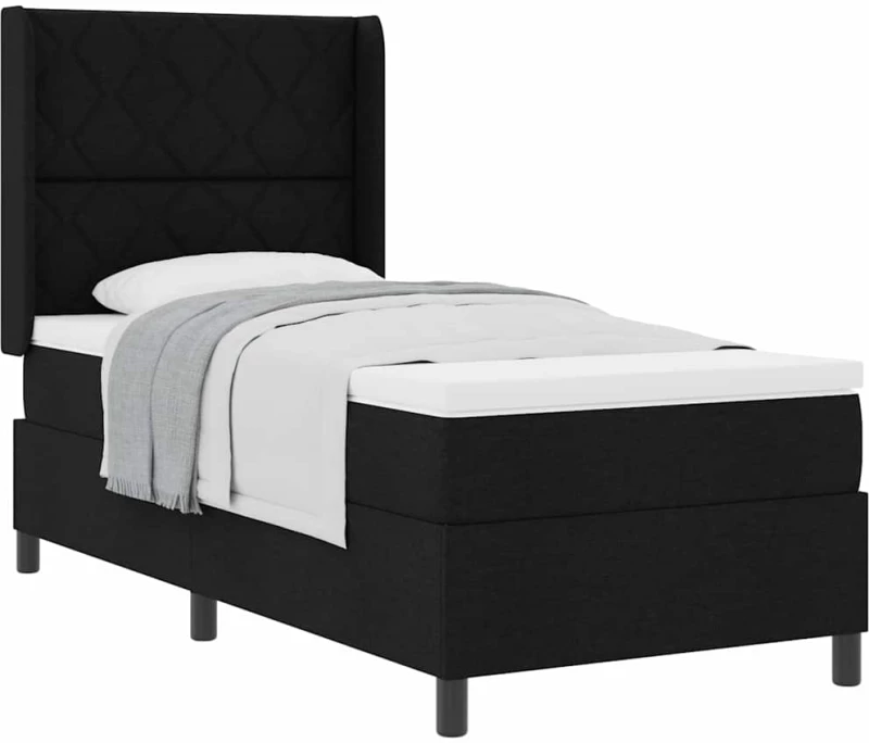 vidaXL Σκελετός Κρεβατιού με Στρώμα - Μαύρο - 100x200 εκ - Ύφασμα