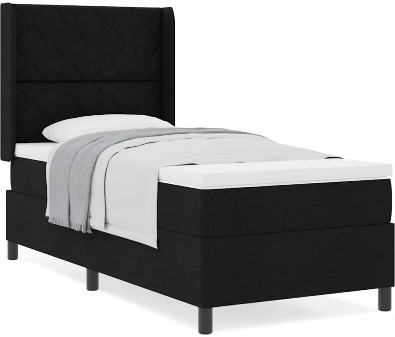 vidaXL Σκελετός Κρεβατιού με Στρώμα - Μαύρο - 100x200 εκ - Ύφασμα