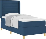 vidaXL Κρεβάτι με ελατήρια και στρώμα Μπλε 90x200 εκ, Ύφασμα