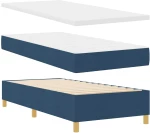 vidaXL Κρεβάτι με ελατήρια και στρώμα, μπλε, 90 x 200 εκ.
