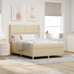 vidaXL Κρεβάτι με Στρώμα Κρεμ 160x200 εκ. Ύφασμα