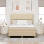 vidaXL Κρεβάτι με Στρώμα Κρεμ 160x200 εκ. Ύφασμα