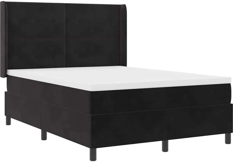 vidaXL Κρεβάτι με Στρώμα Μαύρο 160x200 εκ. Βελούδινο