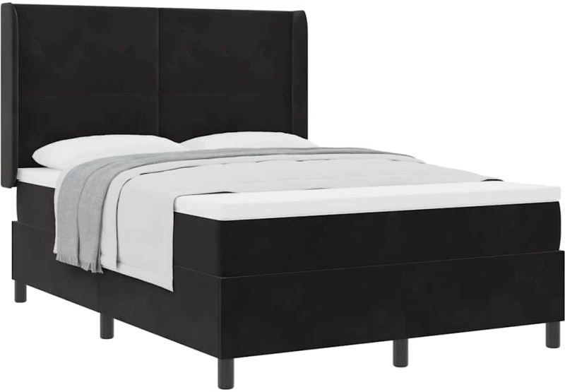 vidaXL Κρεβάτι με Στρώμα Μαύρο 160x200 εκ. Βελούδινο