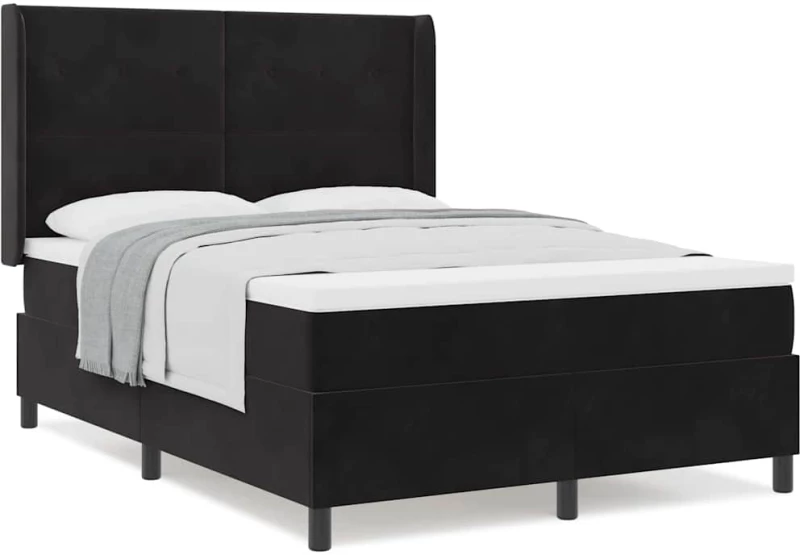 vidaXL Κρεβάτι με Στρώμα Μαύρο 160x200 εκ. Βελούδινο