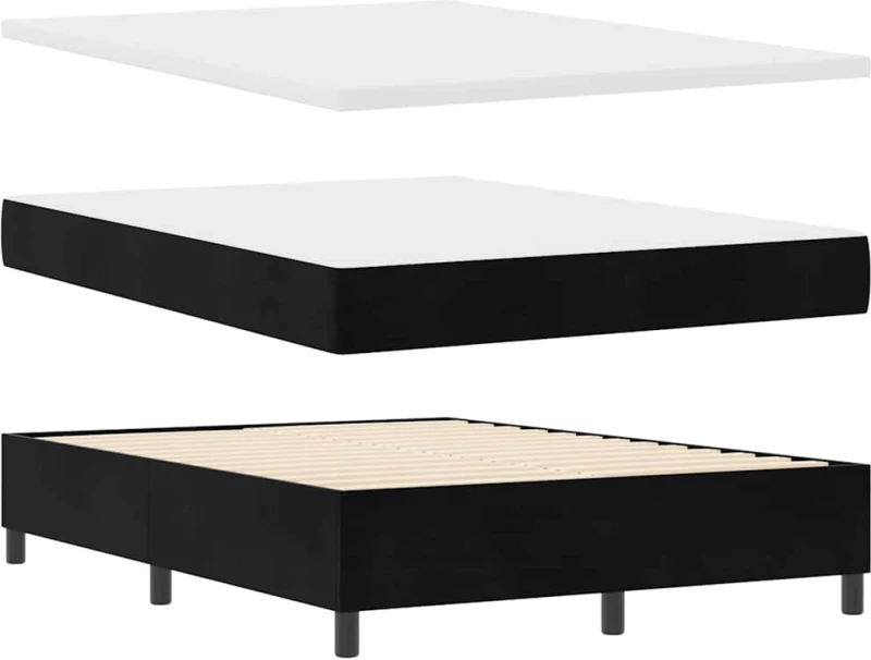 vidaXL Κρεβάτι με Στρώμα Μαύρο 160x200 εκ. Βελούδινο