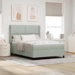 κρεβάτι box spring vidaXL με στρώμα ανοιχτό γκρι 160x200 εκ. βελούδο