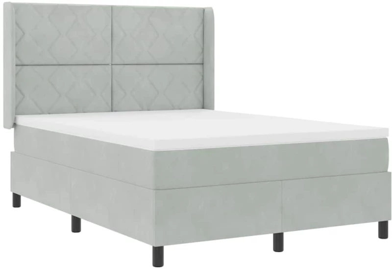 κρεβάτι box spring vidaXL με στρώμα ανοιχτό γκρι 160x200 εκ. βελούδο