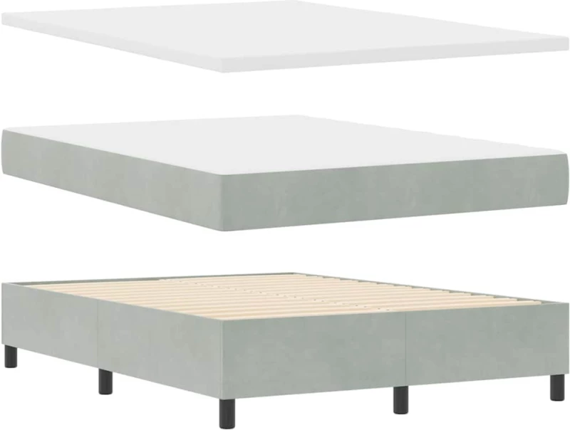 κρεβάτι box spring vidaXL με στρώμα ανοιχτό γκρι 160x200 εκ. βελούδο