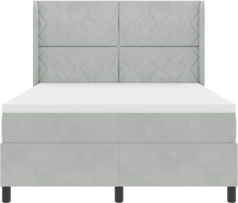 κρεβάτι box spring vidaXL με στρώμα ανοιχτό γκρι 160x200 εκ. βελούδο
