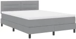 vidaXL κρεβάτι box spring με στρώμα & LED φως γκρι 160x200 εκ. ύφασμα