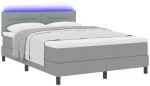 vidaXL κρεβάτι box spring με στρώμα & LED φως γκρι 160x200 εκ. ύφασμα