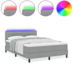vidaXL κρεβάτι box spring με στρώμα & LED φως γκρι 160x200 εκ. ύφασμα