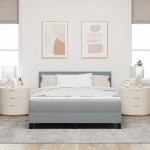 vidaXL κρεβάτι box spring με στρώμα & LED φως γκρι 160x200 εκ. ύφασμα