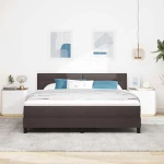 vidaXL κρεβάτι Box Spring με στρώμα & LED Σκούρο καφέ 180x200 εκ. Ύφασμα