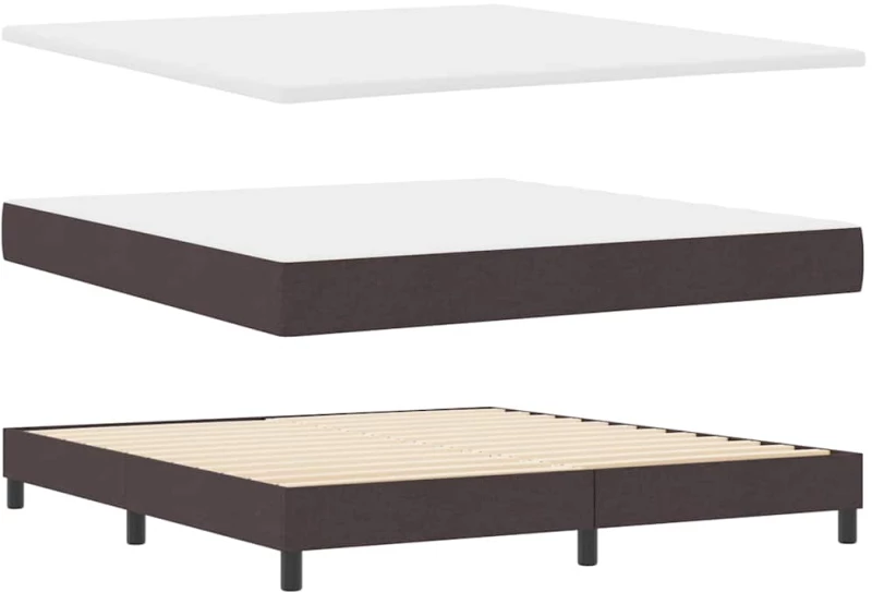 vidaXL κρεβάτι Box Spring με στρώμα & LED Σκούρο καφέ 180x200 εκ. Ύφασμα