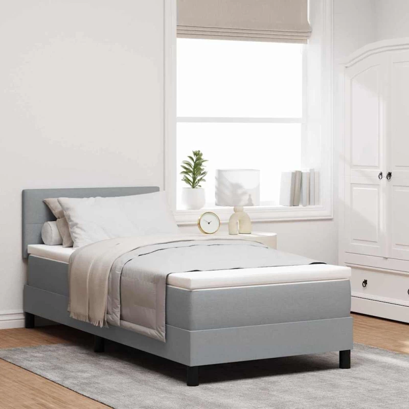 vidaXL Κρεβάτι Box Spring με Στρώμα & LED Φως Γκρι 90x200 cm Υλικό