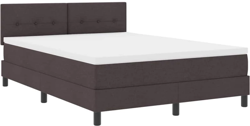 vidaXL κρεβάτι box spring με στρώμα και LED καφέ σκούρο 140x200 εκ. ύφασμα