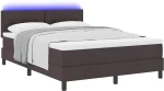 vidaXL Κρεβάτι Box Spring με Στρώμα & LED Καφέ Σκούρο 160x200 εκ Ύφασμα