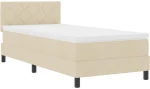vidaXL Κρεβάτι Box Spring με Στρώμα & LED Κρέμα 90x200 εκ. Ύφασμα