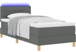 vidaXL Κρεβάτι με πλαίσιο και στρώμα & LED Σκούρο Γκρι 80x200 cm