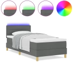 vidaXL Κρεβάτι με πλαίσιο και στρώμα & LED Σκούρο Γκρι 80x200 cm