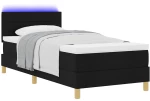 vidaXL Κρεβάτι ελατηρίων με στρώμα & LED μαύρο 100x200 εκ. Ύφασμα
