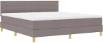 vidaXL Κρεβάτι Box Spring με Στρώμα & LED Ταύρου 180 x 200 εκ Ύφασμα