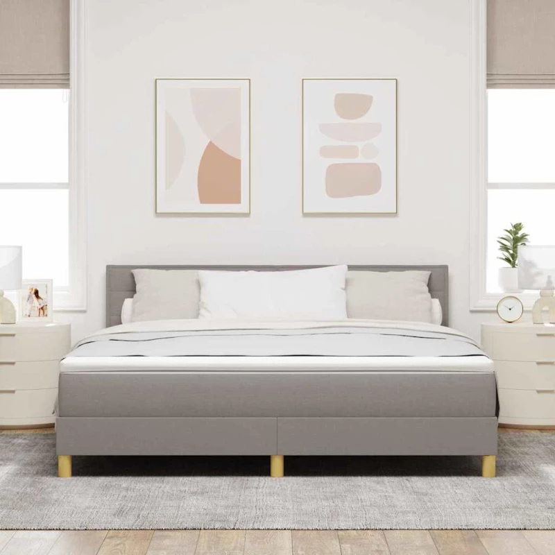 vidaXL Κρεβάτι Box Spring με Στρώμα & LED Ταύρου 180 x 200 εκ Ύφασμα