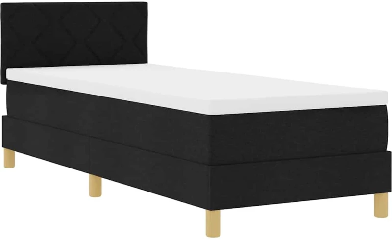 vidaXL Κρεβάτι Box Spring με Μαξιλάρι & LED Μαύρο 80x200 εκ Ύφασμα