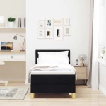vidaXL Κρεβάτι Box Spring με Μαξιλάρι & LED Μαύρο 80x200 εκ Ύφασμα