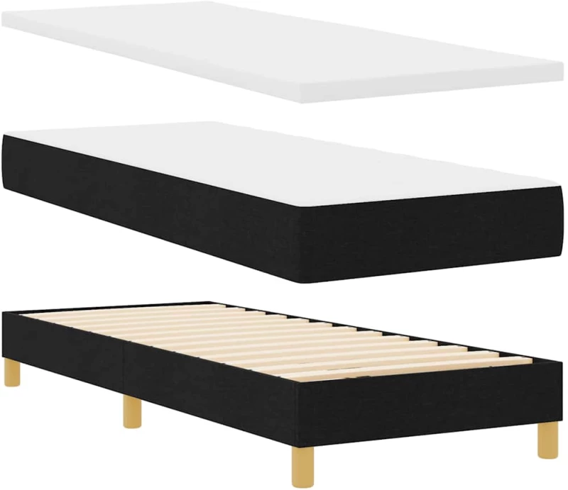 vidaXL Κρεβάτι Box Spring με Μαξιλάρι & LED Μαύρο 80x200 εκ Ύφασμα