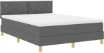 vidaXL Κρεβάτι Box Spring με Ματράκι & LED Σκούρο Γκρι 140x200 εκ Ύφασμα