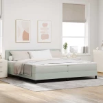 κρεβάτι Box Spring vidaXL με στρώμα και LED Γκρι 200x200 εκ Βελούδο
