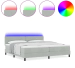 κρεβάτι Box Spring vidaXL με στρώμα και LED Γκρι 200x200 εκ Βελούδο