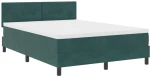 vidaXL Κρεβάτι Box Spring με Στρώμα & LED Σκούρο Πράσινο 140x190 εκ Βαμβακερό