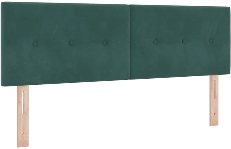 vidaXL Κρεβάτι Box Spring με Στρώμα & LED Σκούρο Πράσινο 140x190 εκ Βαμβακερό