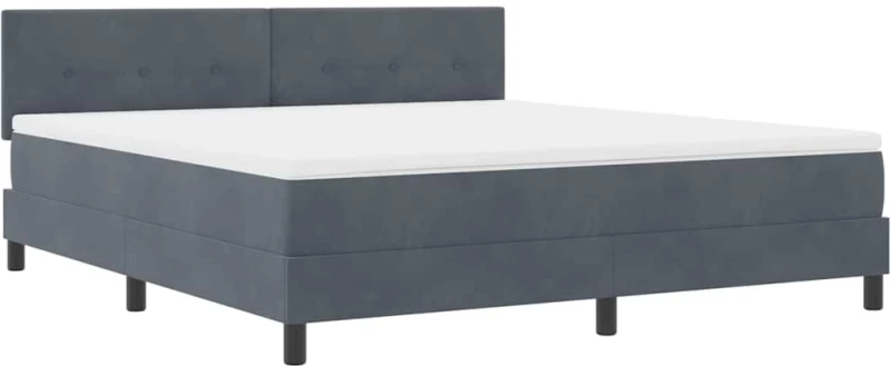 Κρεβάτι Box Spring με Στρώμα & LED vidaXL Σκούρο Γκρι 180x200 εκ Βελούδο