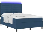 vidaXL Κρεβάτι με Ελατήρια και Στρώμα & LED Μπλε 140x190 cm