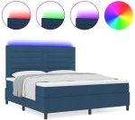 vidaXL Κρεβάτι με Ελατήρια και Στρώμα & LED Μπλε 140x190 cm