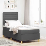 VidaXL Κρεβάτι με Στρατζ & LED Σκούρο Γκρι 80x200 cm Ύφασμα