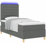 VidaXL Κρεβάτι με Στρατζ & LED Σκούρο Γκρι 80x200 cm Ύφασμα