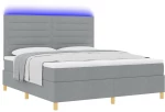 vidaXL Κρεβάτι Box Spring με Στρώμα & LED Γκρι 180x200 εκ. Ύφασμα