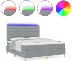 vidaXL Κρεβάτι Box Spring με Στρώμα & LED Γκρι 180x200 εκ. Ύφασμα