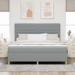 vidaXL Κρεβάτι Box Spring με Στρώμα & LED Γκρι 180x200 εκ. Ύφασμα